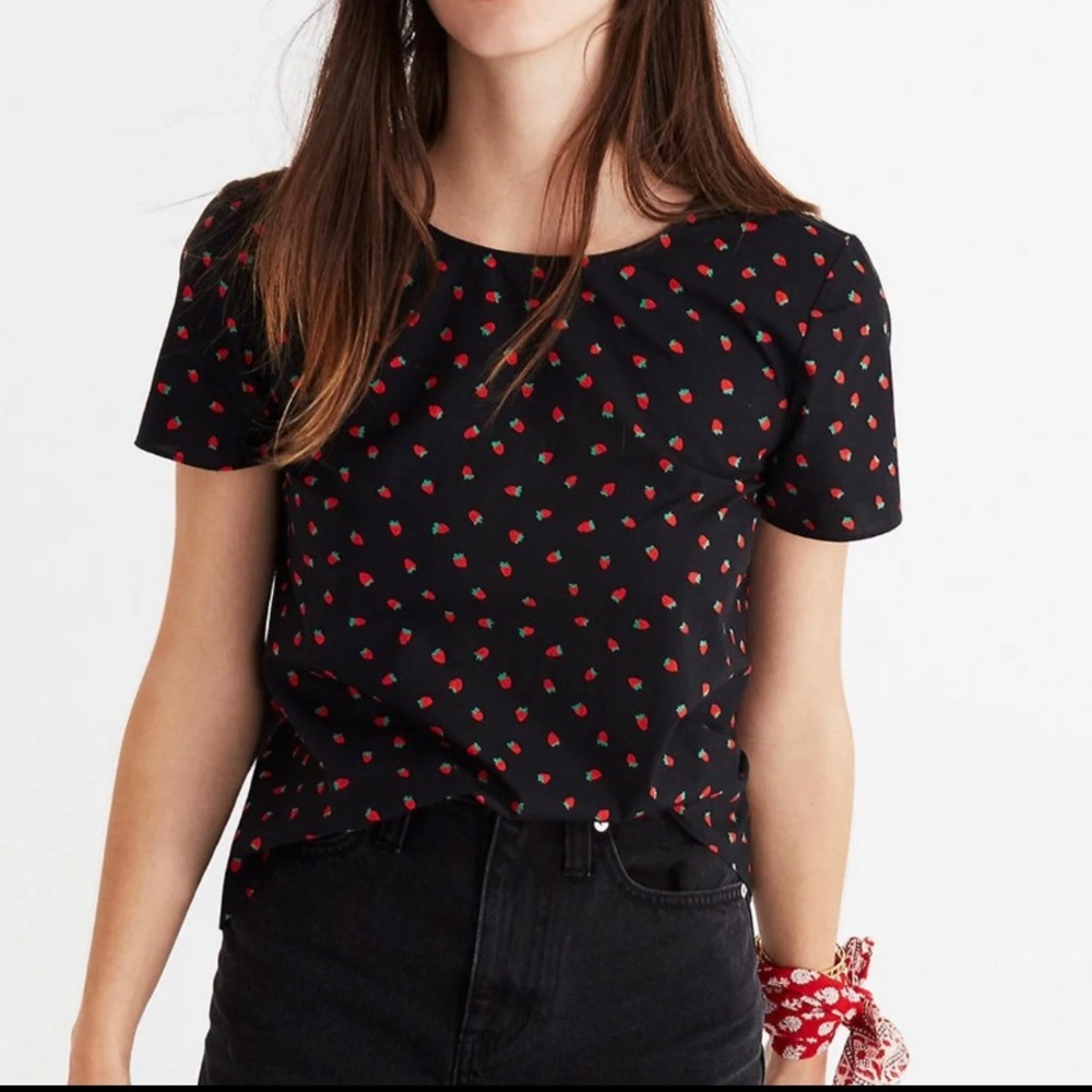 Madewell Cutout Strawberry Top